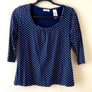 Womens Liz & Co 3/4 sleeved polka dot shirt